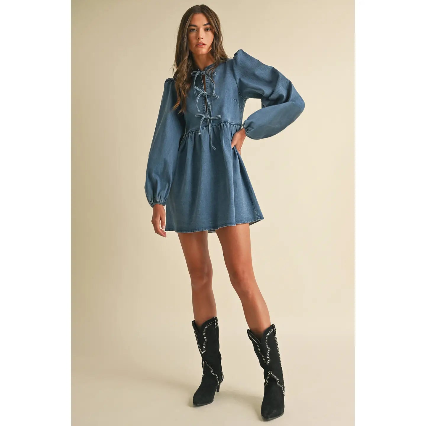 Lauren Denim Bow Dress