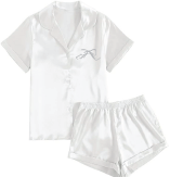 White Bow Pajama Set