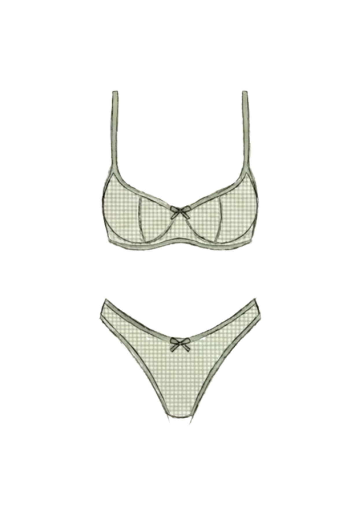 green gingham bikini set East Coast style