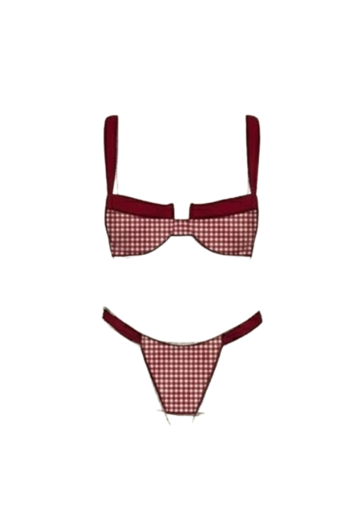 red gingham bikini set East Coast style